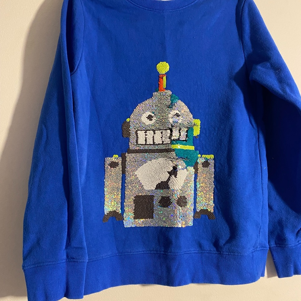 Kids Blue Robot Sequin Sweatshirt